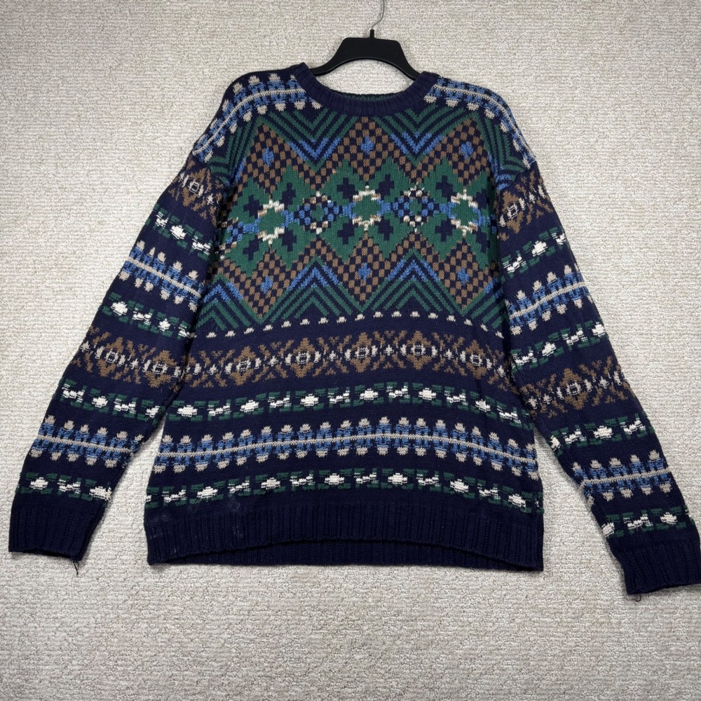 Chaps Ralph Lauren Knit Sweater Mens Large Vintage 90s Y2K Fisherman Made in USA